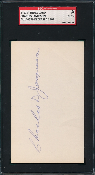 Charles Jamieson Autographed 3X5 Card, Signed, SGC Authentic 