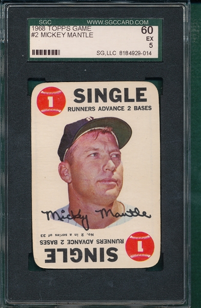 1968 Topps Game #2 Mickey Mantle SGC 60