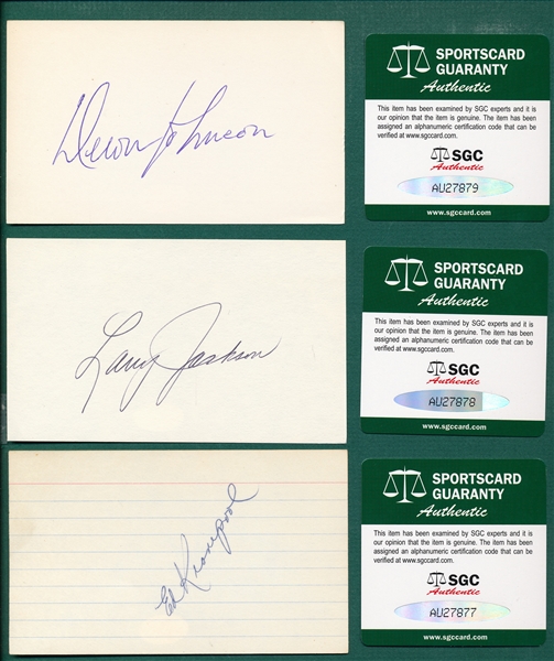 Lot of (6) Autographed Baseball Players, 3 X 5 Cards  SGC Authentic W/ Jack Harshman