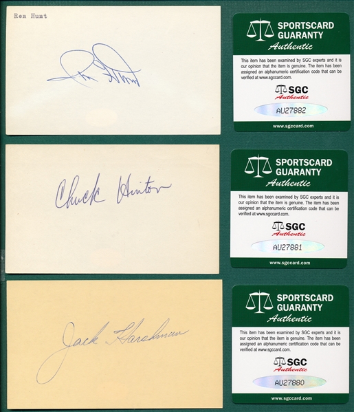 Lot of (6) Autographed Baseball Players, 3 X 5 Cards  SGC Authentic W/ Jack Harshman