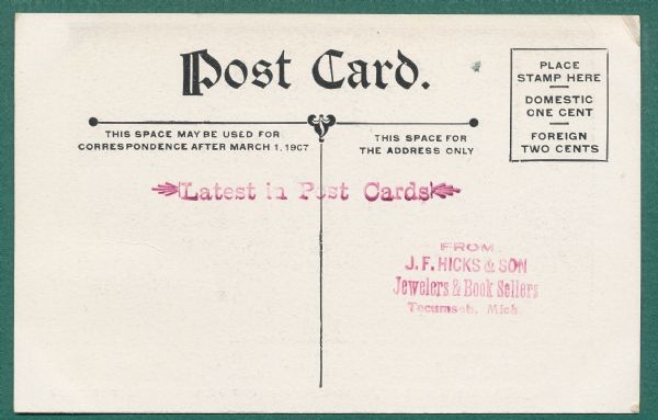 1907 Tecumseh Base Ball Club Postcard W/ Fred Merkle