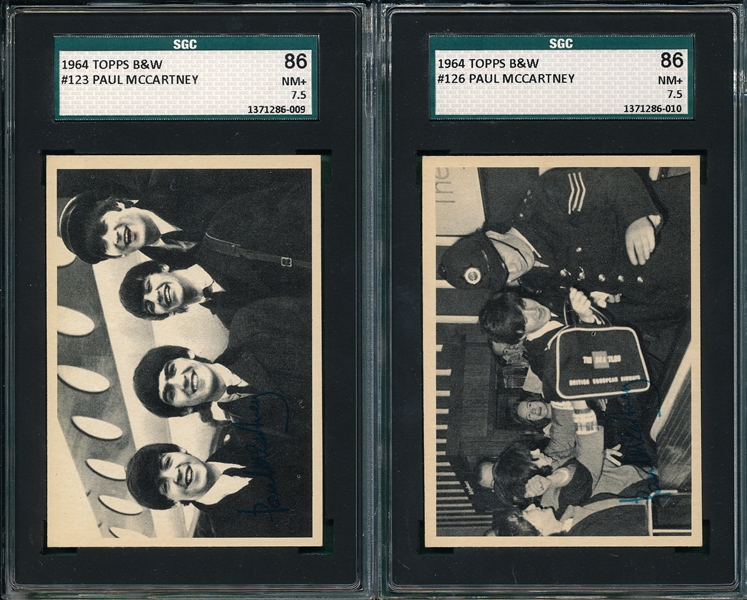 1964 Topps Beatles B & W (2) Card Lot SGC 86