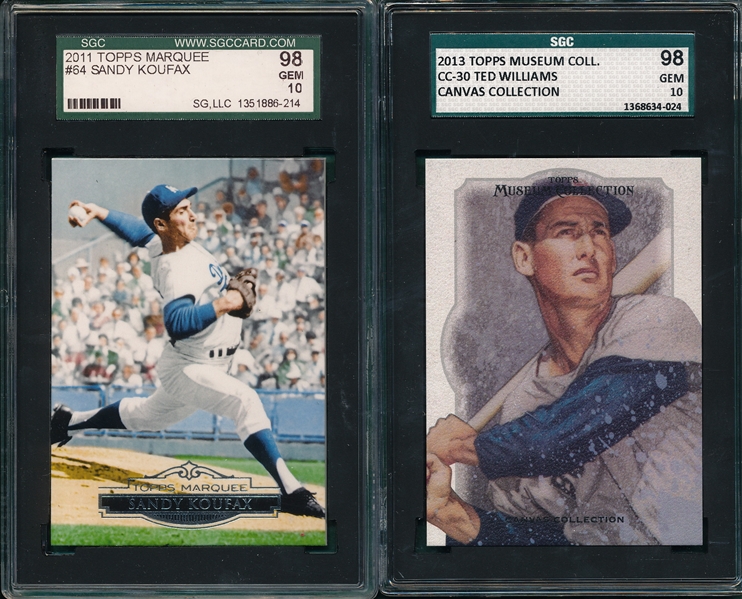 2011 Topps Marquee #64 Koufax & 2013 Topps Museum Ted Williams SGC 98