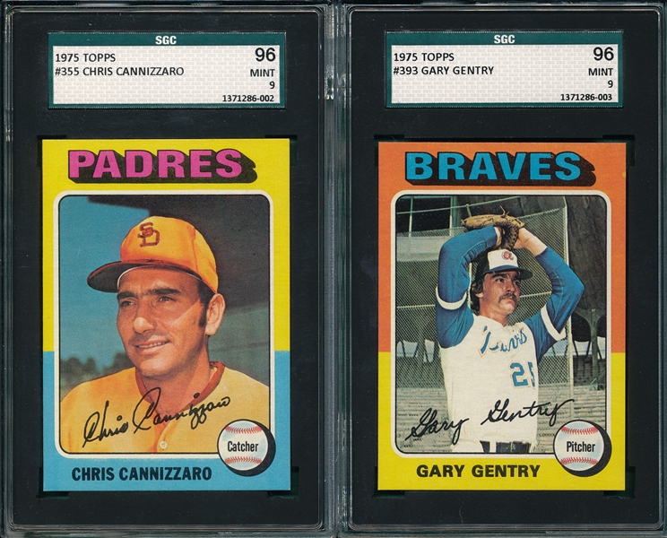 1975 Topps #355 Cannizzaro & #393 Gentry (2) Card Lot SGC 96