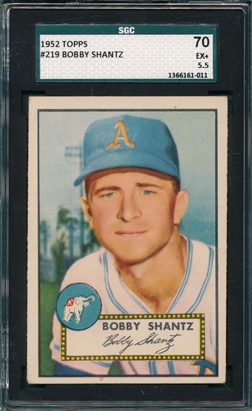 1952 Topps #219 Bobby Shantz SGC 70