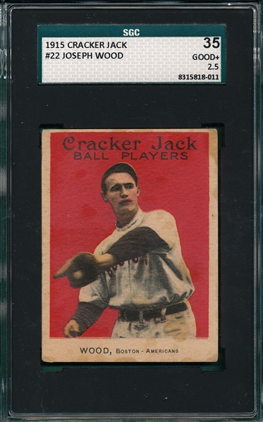 1915 Cracker Jack #22 Joe Wood SGC 35
