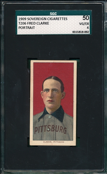1909-1911 T206 Clarke, Fred, Portrait, Sovereign Cigarettes SGC 50