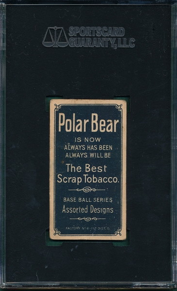 1909-1911 T206 Davis, Davis on Front, Polar Bear SGC 40