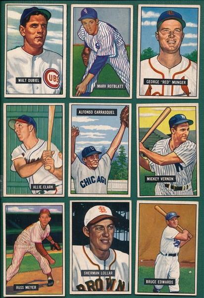 1951 Bowman (18) Card Lot W/ Dubiel *Crease Free*