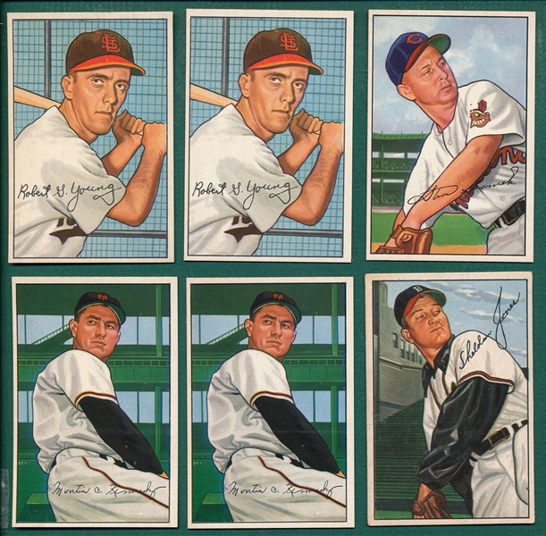 1952 Bowman (12) Card Lot W/ Simpson *Crease Free*