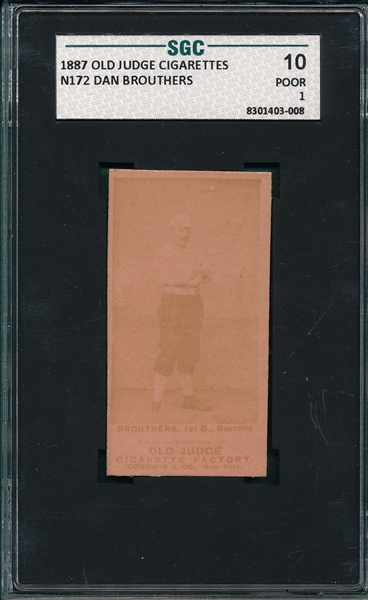 1887 N172 043-1 Dan Brouthers, Old Judge Cigarettes SGC 10