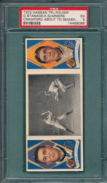 1912 T202 Crawford About to Smash One, Stanage/Summers, Hassan Cigarettes PSA 5