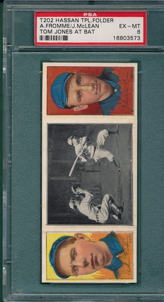 1912 T202 Tom Jones at Bat, Fromme/McLean, Hassan Cigarettes PSA 6