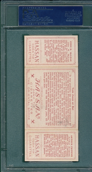 1912 T202 Tom Jones at Bat, Fromme/McLean, Hassan Cigarettes PSA 6