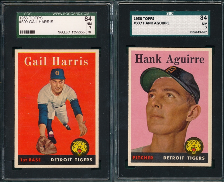 1958 Topps #309 Harris & #337 Aguirre (2) Card Lot SGC 84