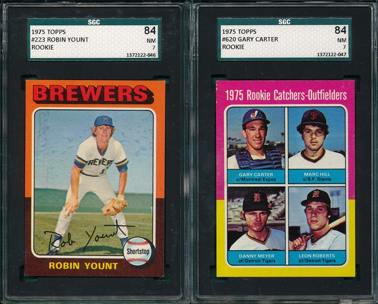 1975 Topps #223 Robin Yount & #620 Gary Carter Lot of (2) Rookie Cards SGC 84