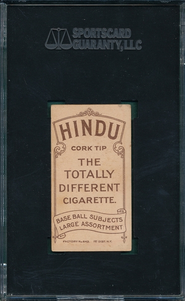 1909-1911 T206 Bridwell, Portrait W/ No Cap, Hindu Cigarettes SGC 35
