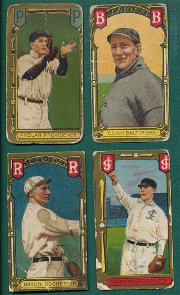 1911 T205 (4) Card Lot W/ Minor Leaguers