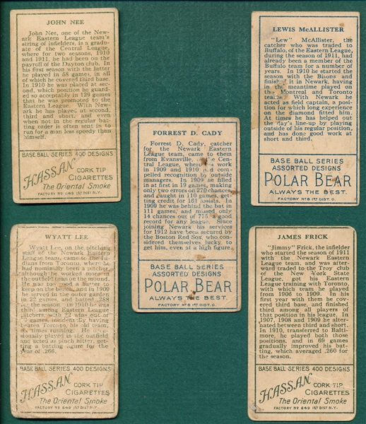 1911 T205 (5) Card Lot W/ Minor Leaguers (Newark)