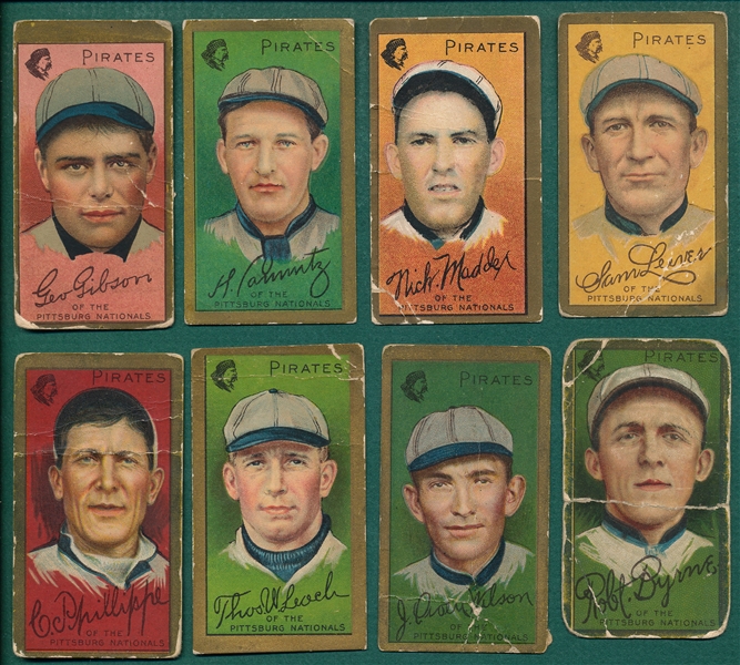 1911 T205 Pittsburgh Pirates (8) Card Lot W/ Gibson, American Beauty