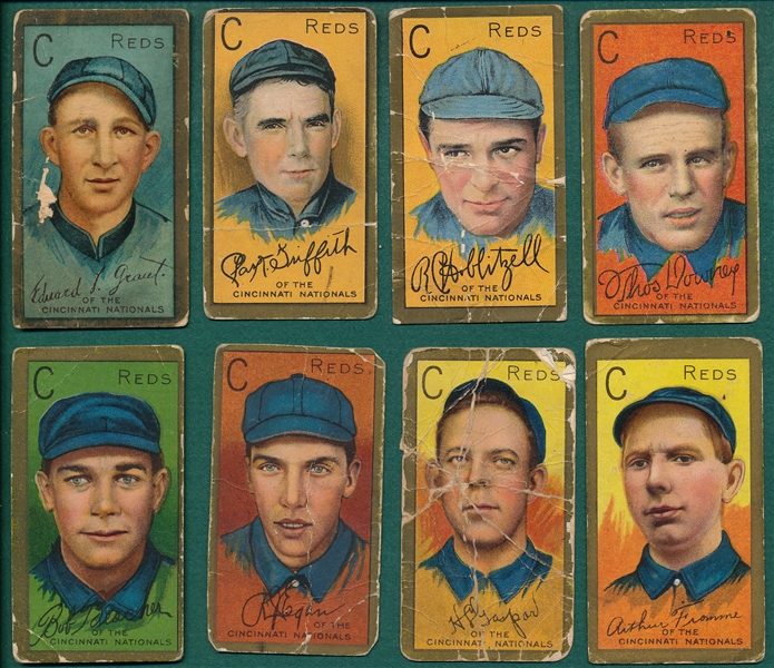 1911 T205 Cincinnati Reds (8) Card Lot W/ Grant, Cycle