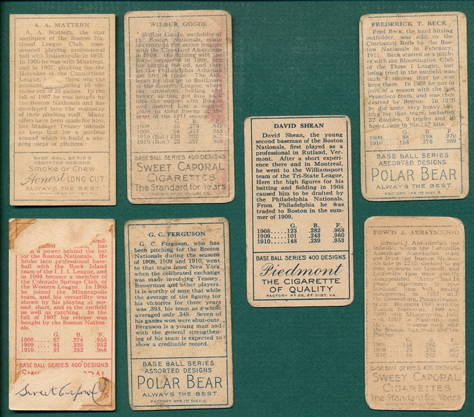 1911 T205 Boston Rustlers (7) Card Lot W/ Graham