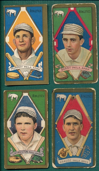 1911 T205 Philadelphia Athletics (4) Card Lot W/ Murphy