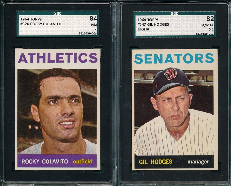 1964 Topps #320 Colavito & #547 Hodges (2) Card Lot SGC