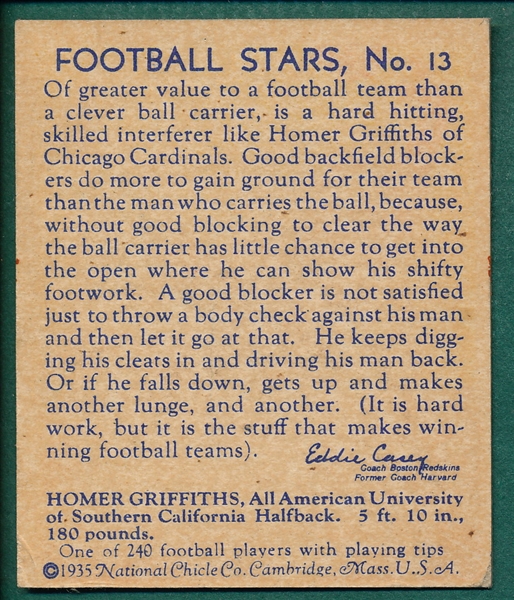 1935 National Chicle #13 Homer Griffiths 