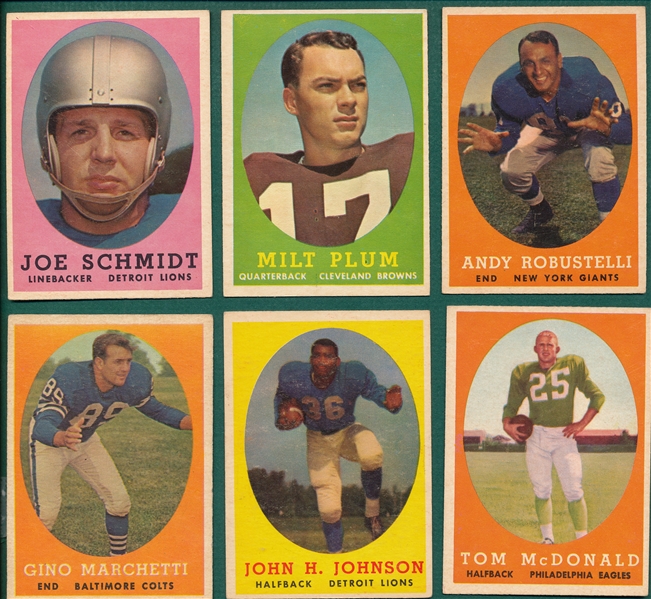 1958 Topps FB (10) Card Lot W/ Jurgensen, Rookie