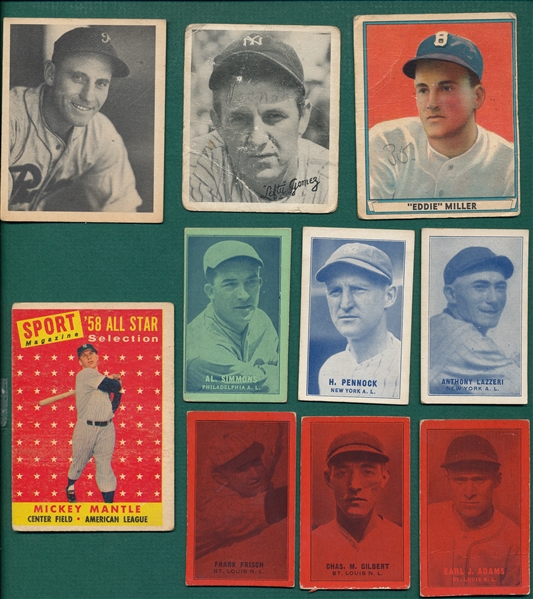1933-58 Baseball Grab Bag Lot of (23) W/ Mantle