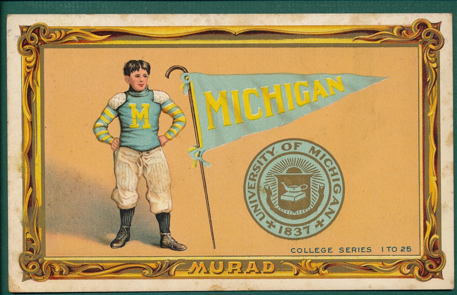 1910 Murad College Series, Large Cards, #18 Michigan, Football