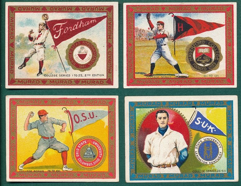 1910 T51 Murad College Series Lot of (25) W/ Baseball