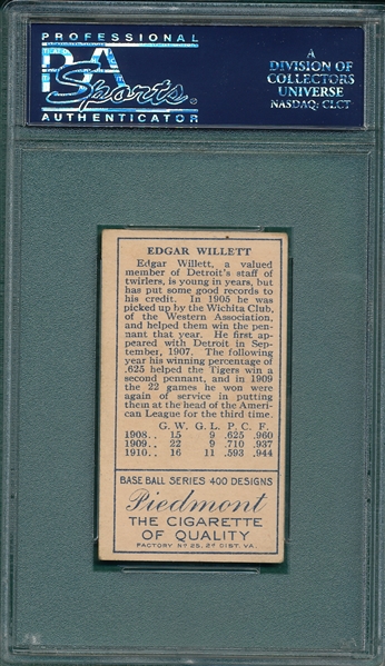 1911 T205 Willett Piedmont Cigarettes PSA 4.5