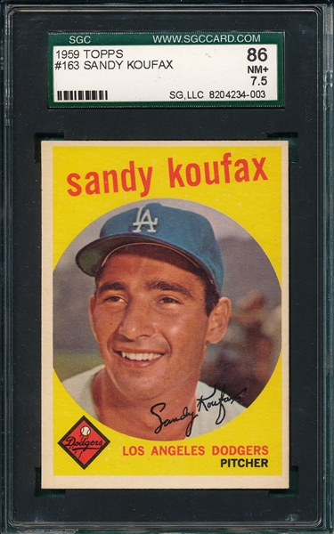1959 Topps #163 Sandy Koufax SGC 86