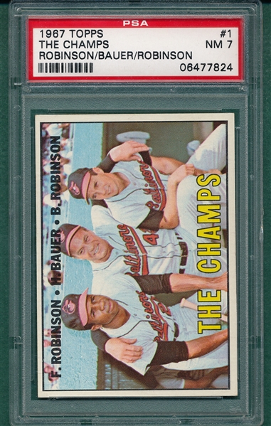 1967 Topps #1 The Champs W/ Frank & Brooks Robinson PSA 7