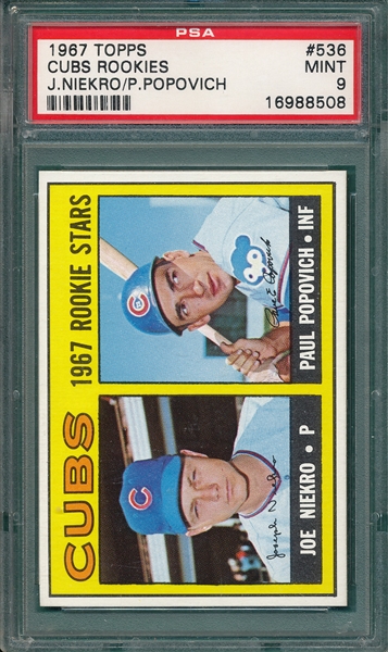 1967 Topps #536 Cubs Rookies W/ Joe Niekro PSA 9 *MINT* *High#*