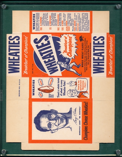 1951 Wheaties Unfolded Box with George Mikan