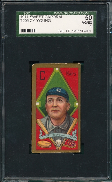 1911 T205 Cy Young Sweet Caporal Cigarettes SGC 50