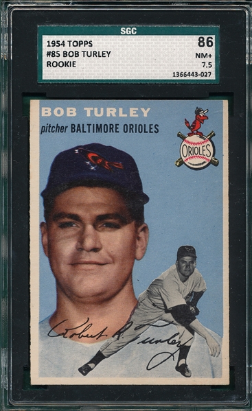 1954 Topps #85 Bob Turley SGC 86 *Rookie*