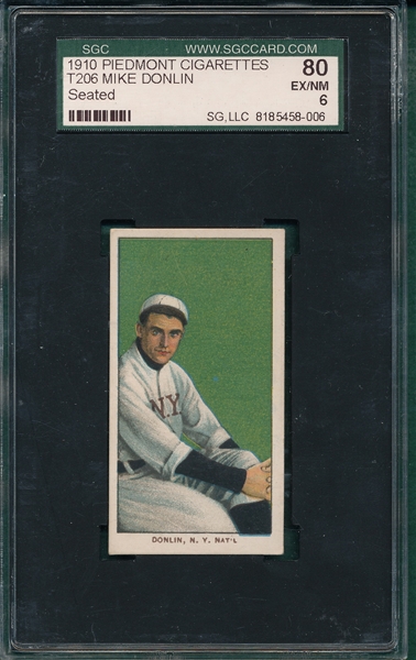 1909-1911 T206 Donlin, Seated, Piedmont Cigarettes SGC 80