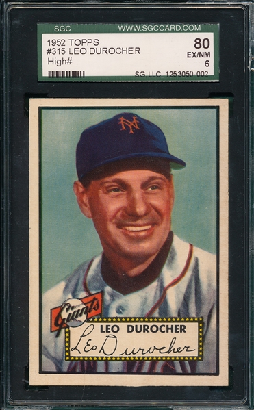 1952 Topps #315 Leo Durocher SGC 80 *High #*