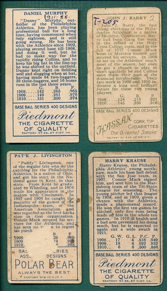 1911 T205 Philadelphia Athletics (4) Card Lot W/ Murphy
