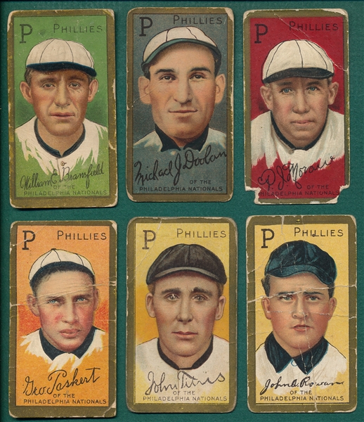1911 T205 Philadelphia Phillies (6) Card Lot W/ Bransfield