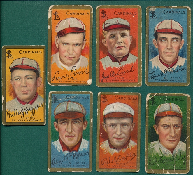 1911 T205 St. Louis Cardinals (7) Card Lot W/ Huggins