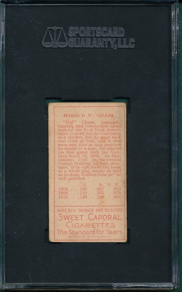 1911 T205 Chase, Both Ears, Full Frame, Sweet Caporal Cigarettes SGC 50 *SP*