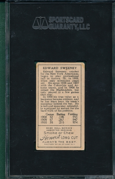 1911 T205 Sweeney Honest Long Cut SGC 50 *SP*