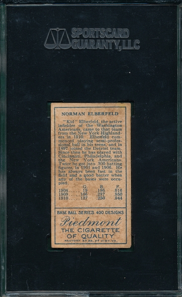 1911 T205 Elberfeld Piedmont Cigarettes SGC 60