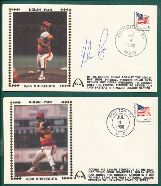 1979 Gateway Stamp Nolan Ryan signed Envelopes Lot of (2)