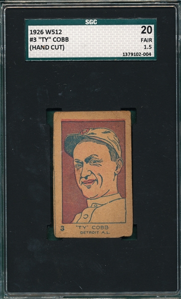 1926 W512 #3 Ty Cobb SGC 20